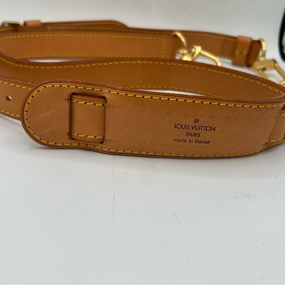 Louis Vuitton Brown Leather Strap with Gold Accents